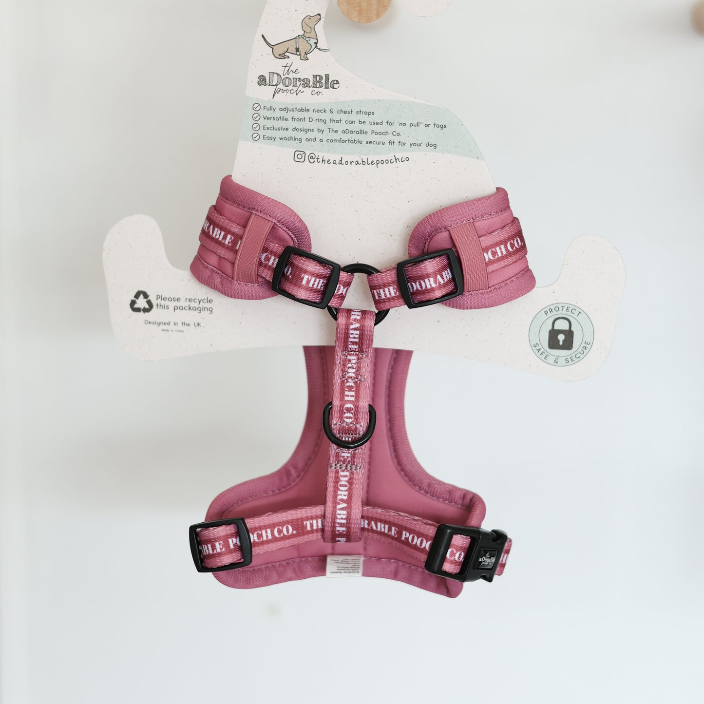 Adjustable Dog Puppy Harness - Classic Collection Pink - XXS