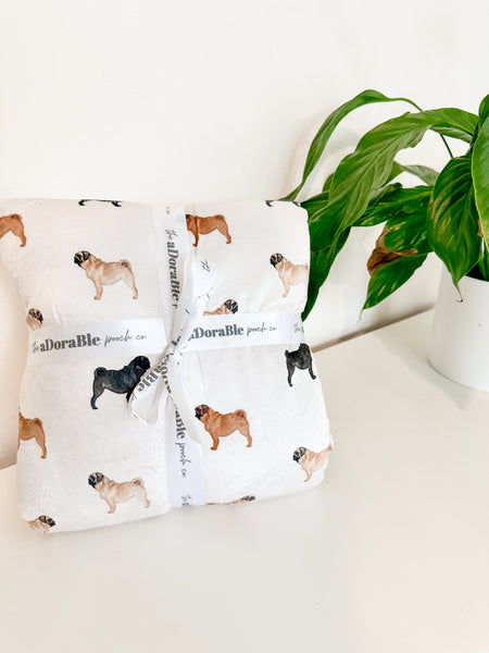 Supersize Soft Blanket - Watercolour Pugs