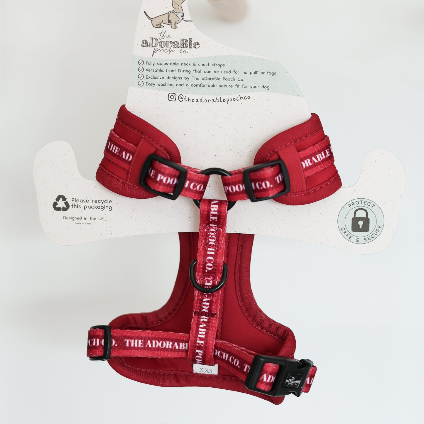 Adjustable Dog Puppy Harness - Classic Collection Red - XXS