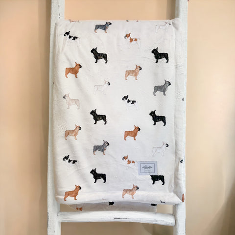 Supersize Soft Blanket - Watercolour French Bulldogs