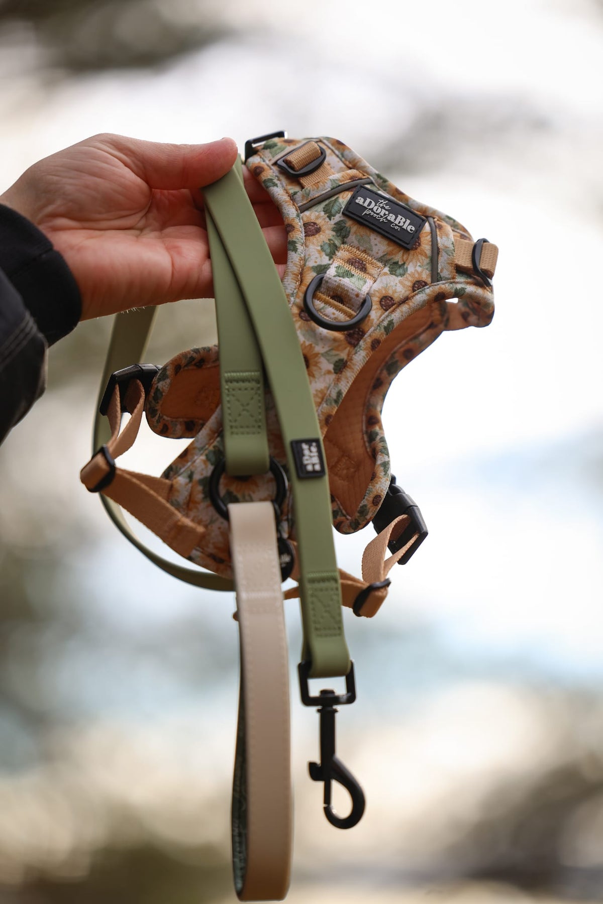 HydroFlex™ Two-tone Waterproof Dog Lead - Sage and Cream