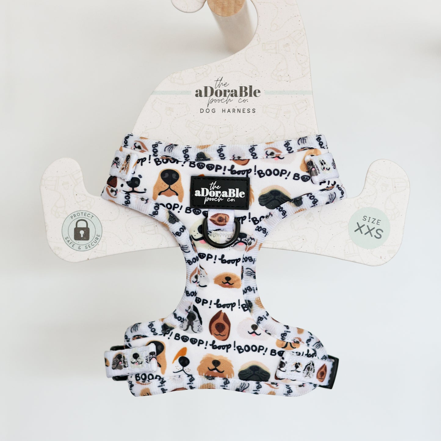 Adjustable Dog Puppy Harness - Boop My Nose White - XXS