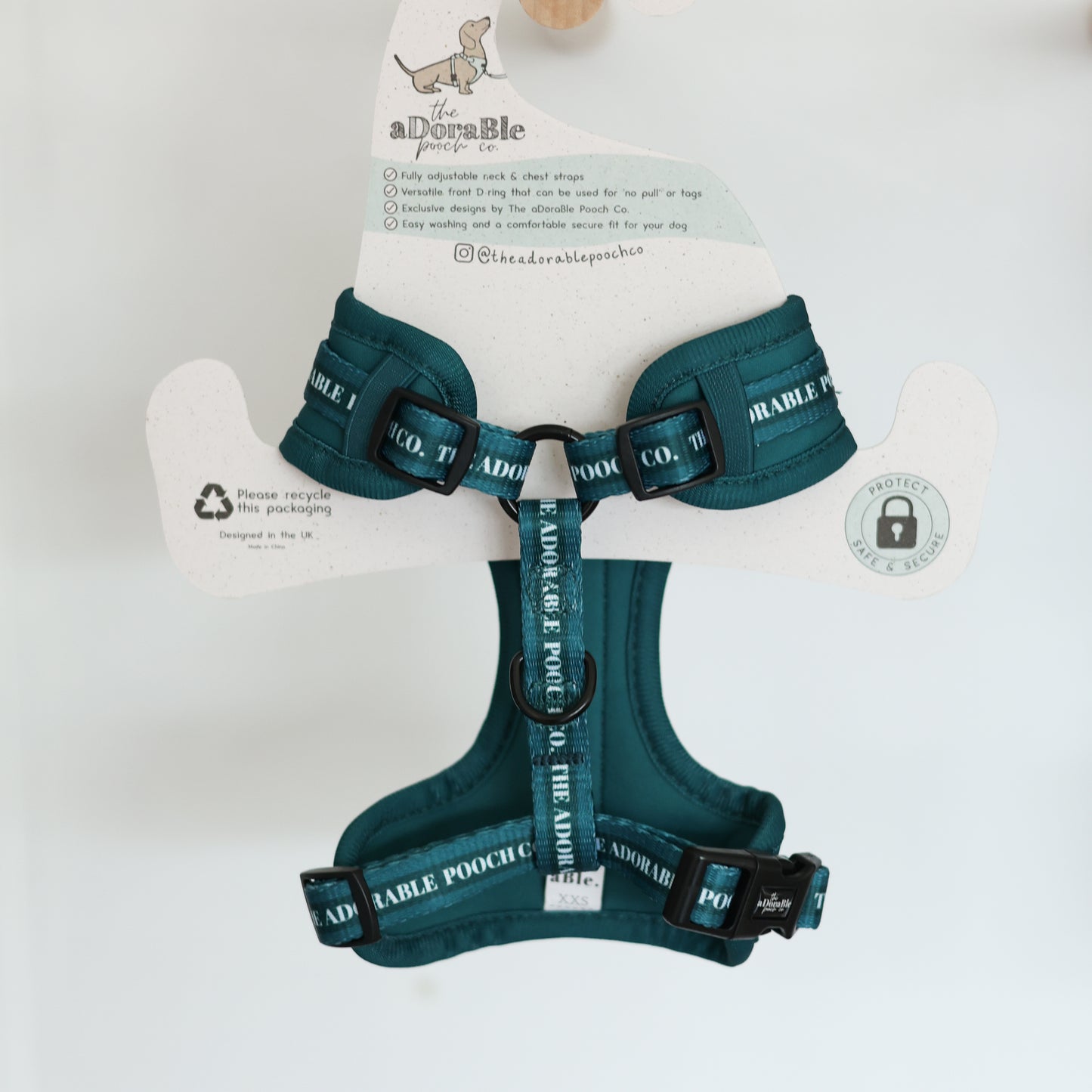 Adjustable Dog Puppy Harness - Classic Collection Teal - XXS