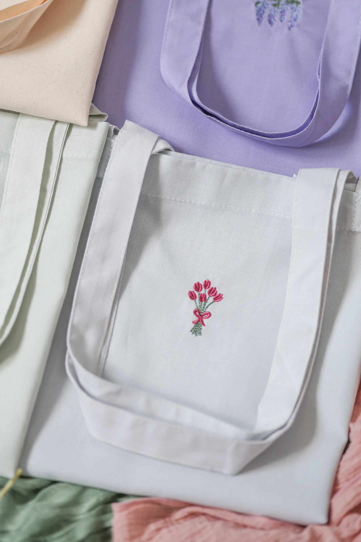 Embroidered Tote Bag - Timeless Tulips
