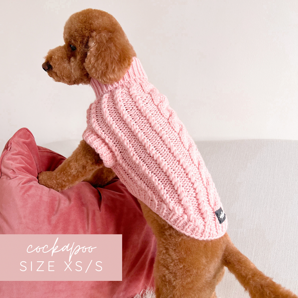Hand Knitted Dachshund Jumper - Marshmallow Pink