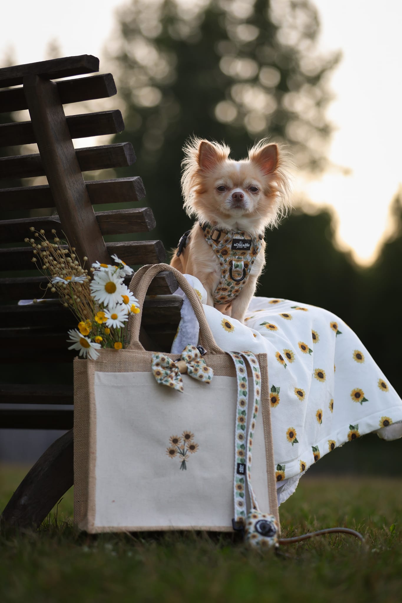 Embroidered Cotton Pocket Shopper Bag - Sunflower Season