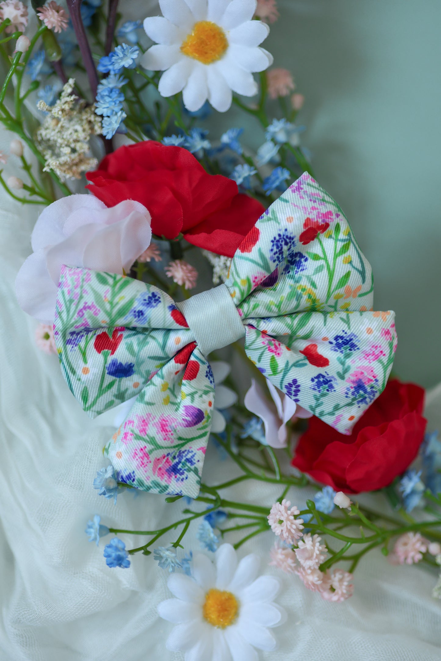 Dog Sailor Bow Tie - Wildflower Meadow