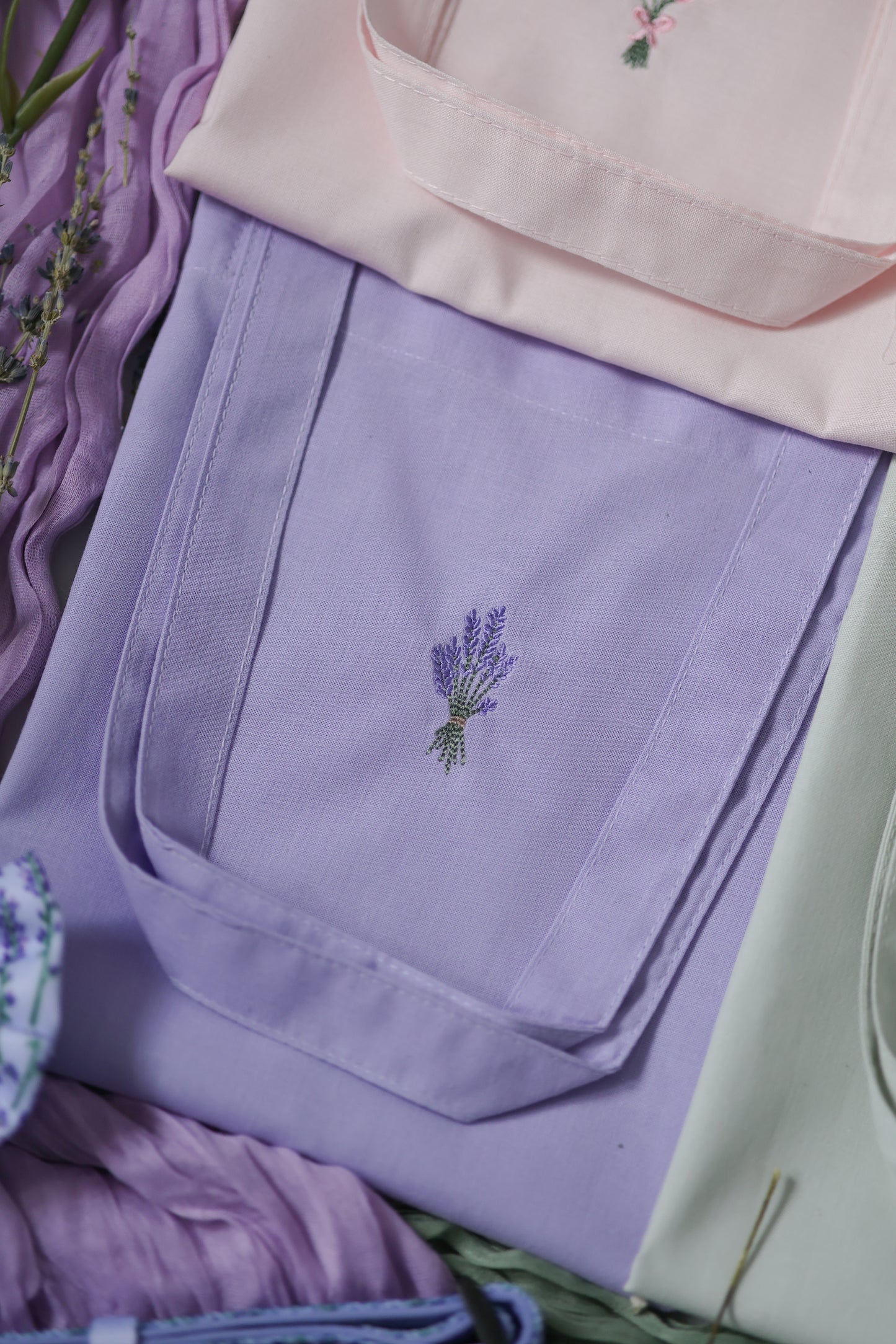Embroidered Tote Bag - Lavender Haze
