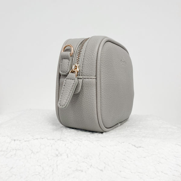 LUXE Vegan Leather Shoulder Bag - Dove Grey Plaid