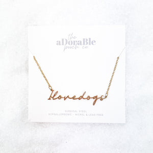 Necklace - I love dogs - Gold