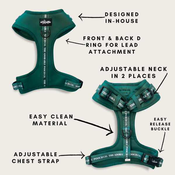 Adjustable Harness - Classic Collection - Emerald Green