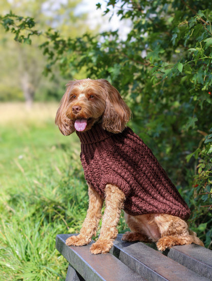 Hand Knitted Dog Jumper - Chocolate (seconds)
