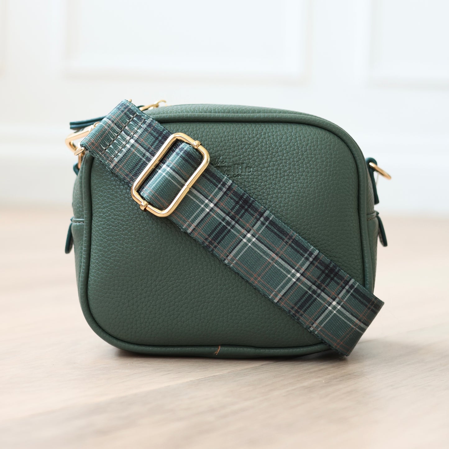 LUXE Vegan Leather Shoulder Bag - Hunter Green Plaid - Clearance