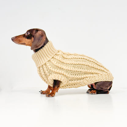 Hand Knitted Dachshund Jumper - Lemon Sherbet