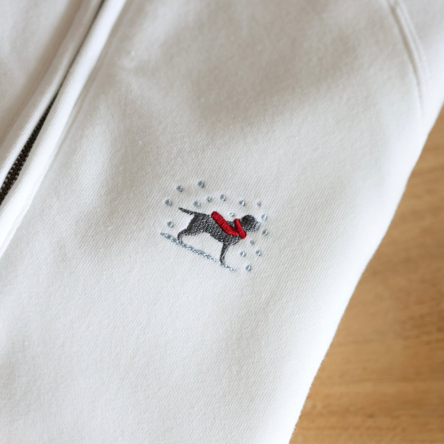 Embroidered Christmas Zip Neck Sweat - Staffordshire Bull Terrier - White - Sample - Small