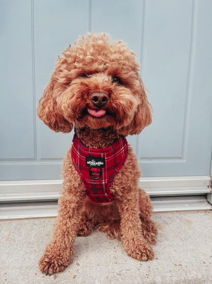 Adjustable Harness - LUXE Berry Red Plaid