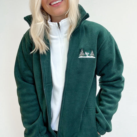 Embroidered Oversized Outdoor Full Zip Fleece - Arctic Spruce