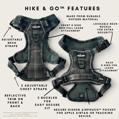 Hike & Go™ Harness - LUXE Hunter Green Plaid