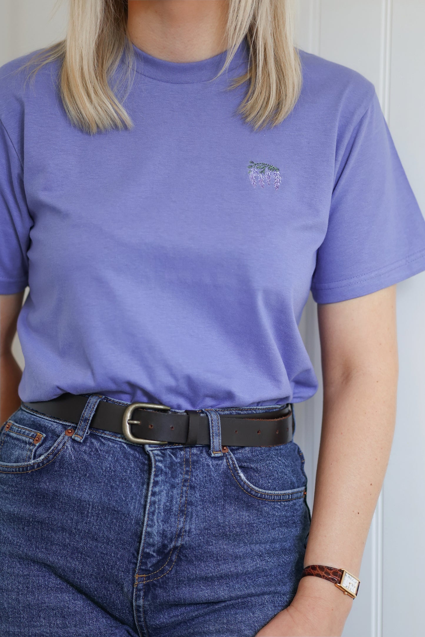 Embroidered AP T-Shirt - Wisteria Waltz - Violet