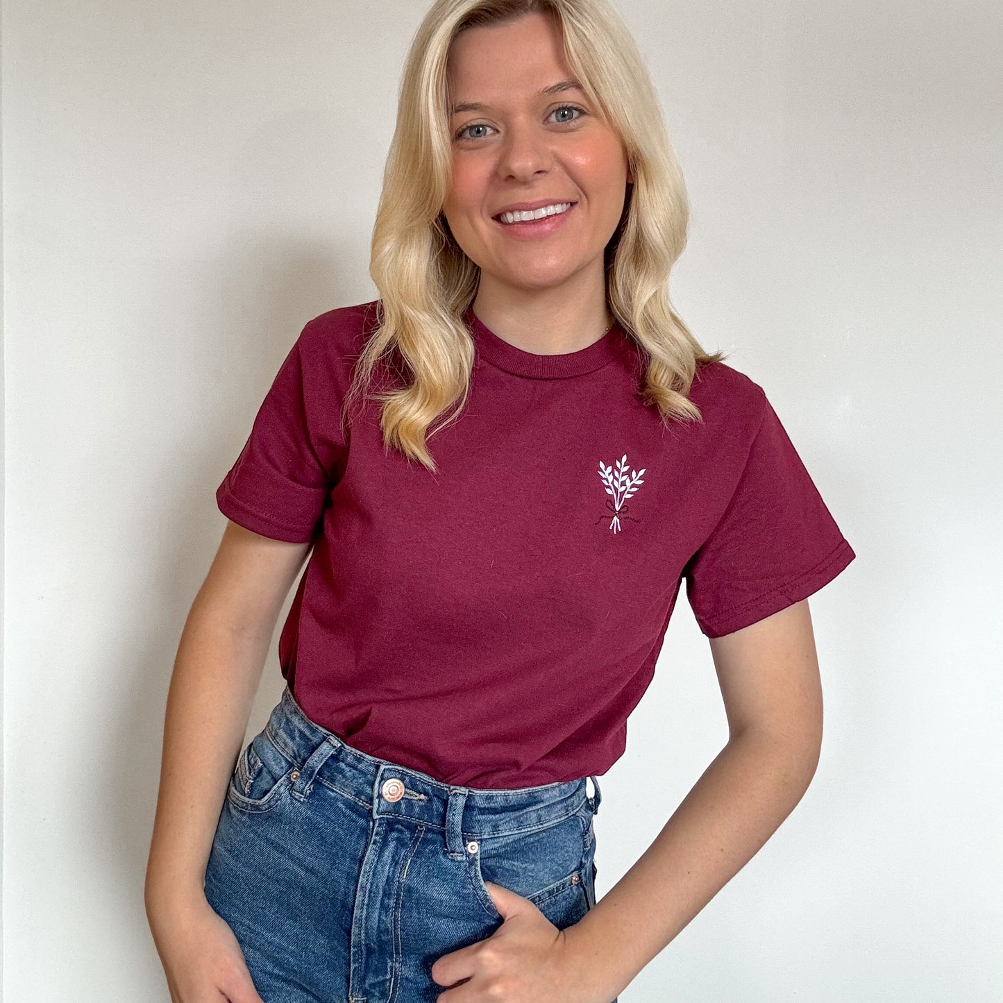 Embroidered AP T-Shirt - Cherrywood Ivy - Mulberry