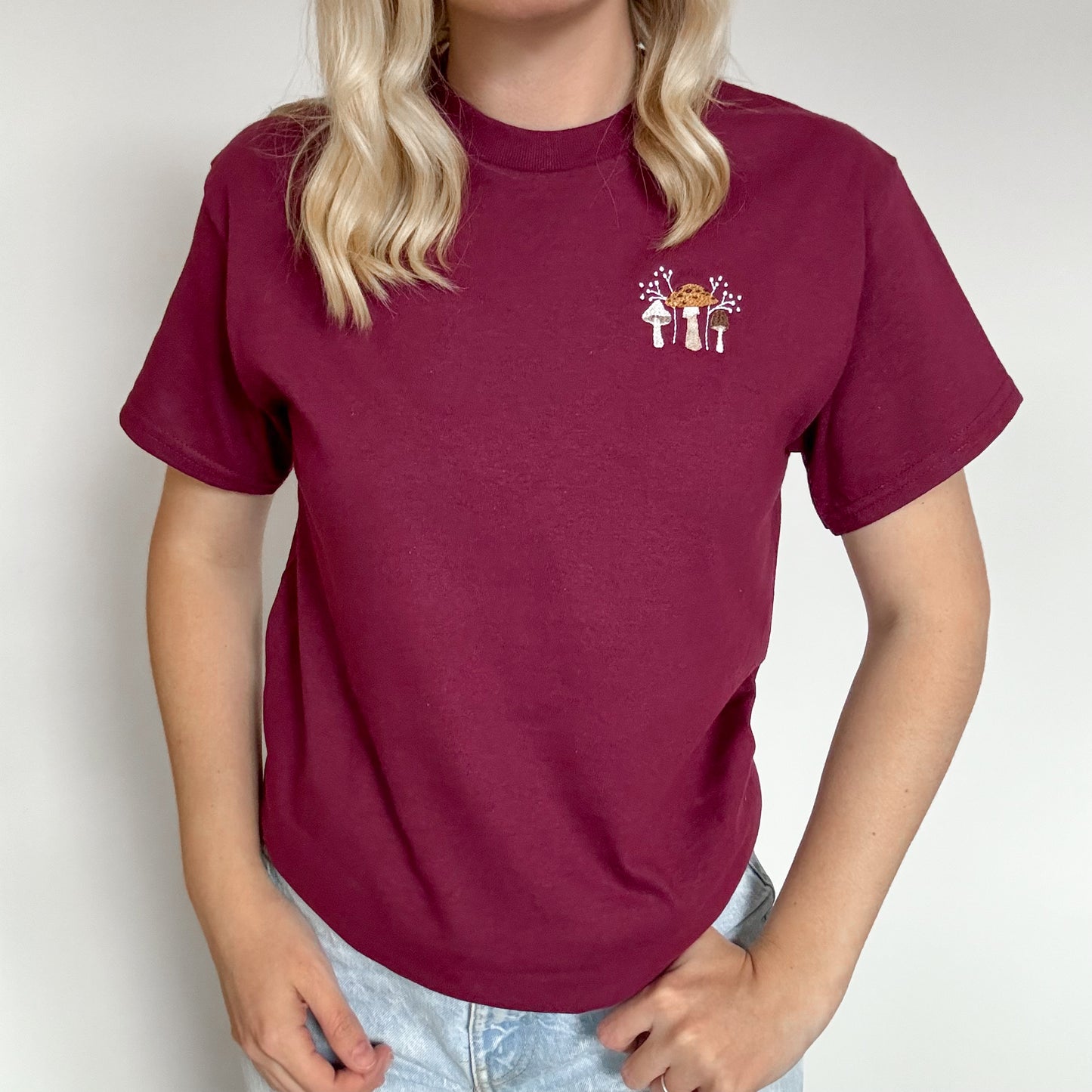 Embroidered AP T-Shirt - Mulberry Mushrooms - Mulberry