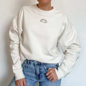 Embroidered Premium Oversized Sweatshirt - Coconut Cream - Ivory