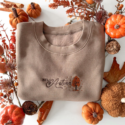 Embroidered Signature Sweatshirt - Autumn Orchard - Mocha