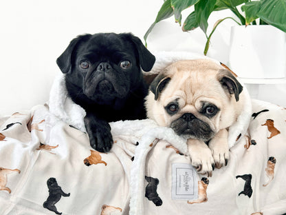 Supersize Soft Blanket - Watercolour Pugs