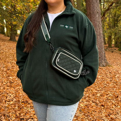 Embroidered Oversized Outdoor Full Zip Fleece - Forest Green