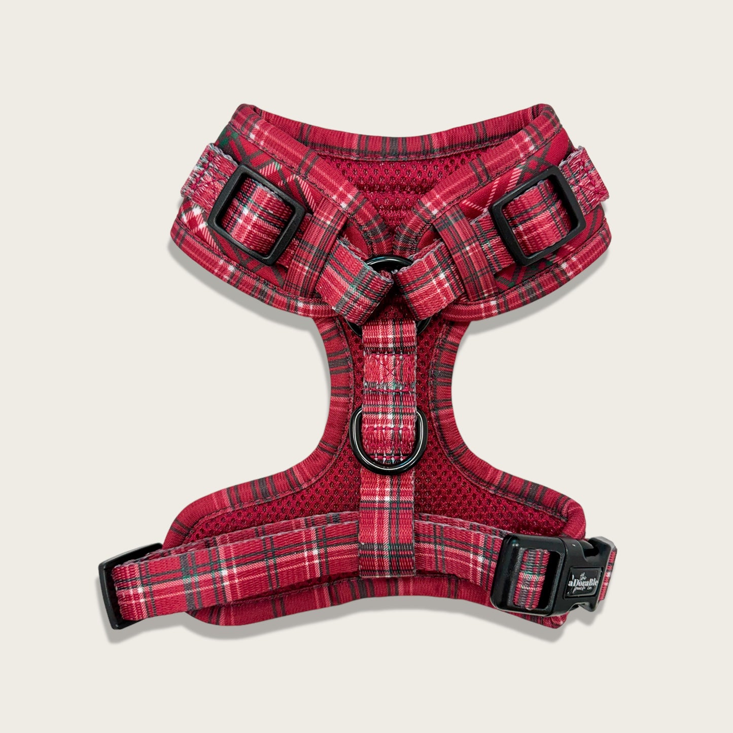 Adjustable Harness - LUXE Berry Red Plaid