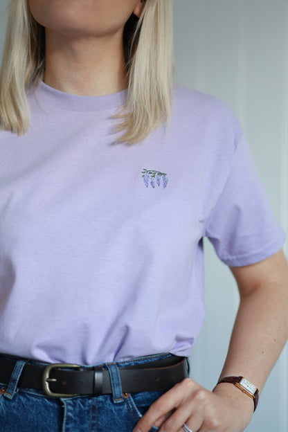 Embroidered AP T-Shirt - Wisteria Waltz - Lilac