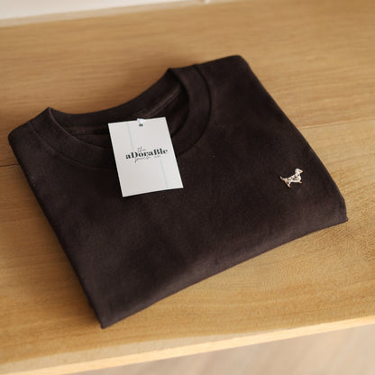 Embroidered T-Shirt - Brown - Dapple Brown and Tan Dachshund - SAMPLE - Small