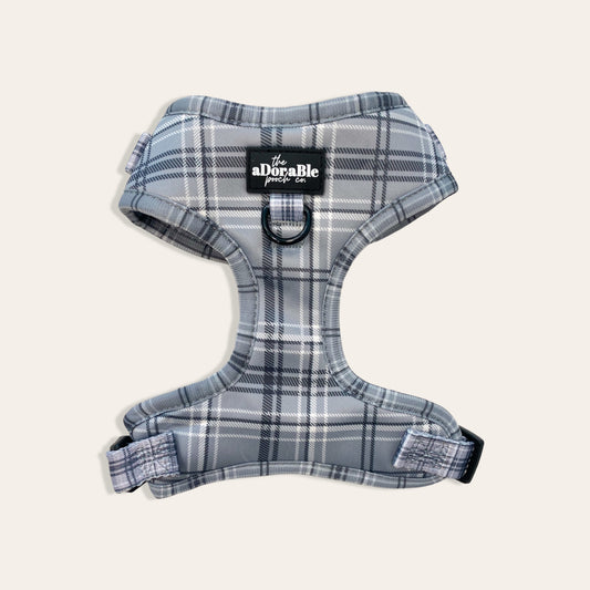 Adjustable Harness - LUXE Dove Grey Plaid