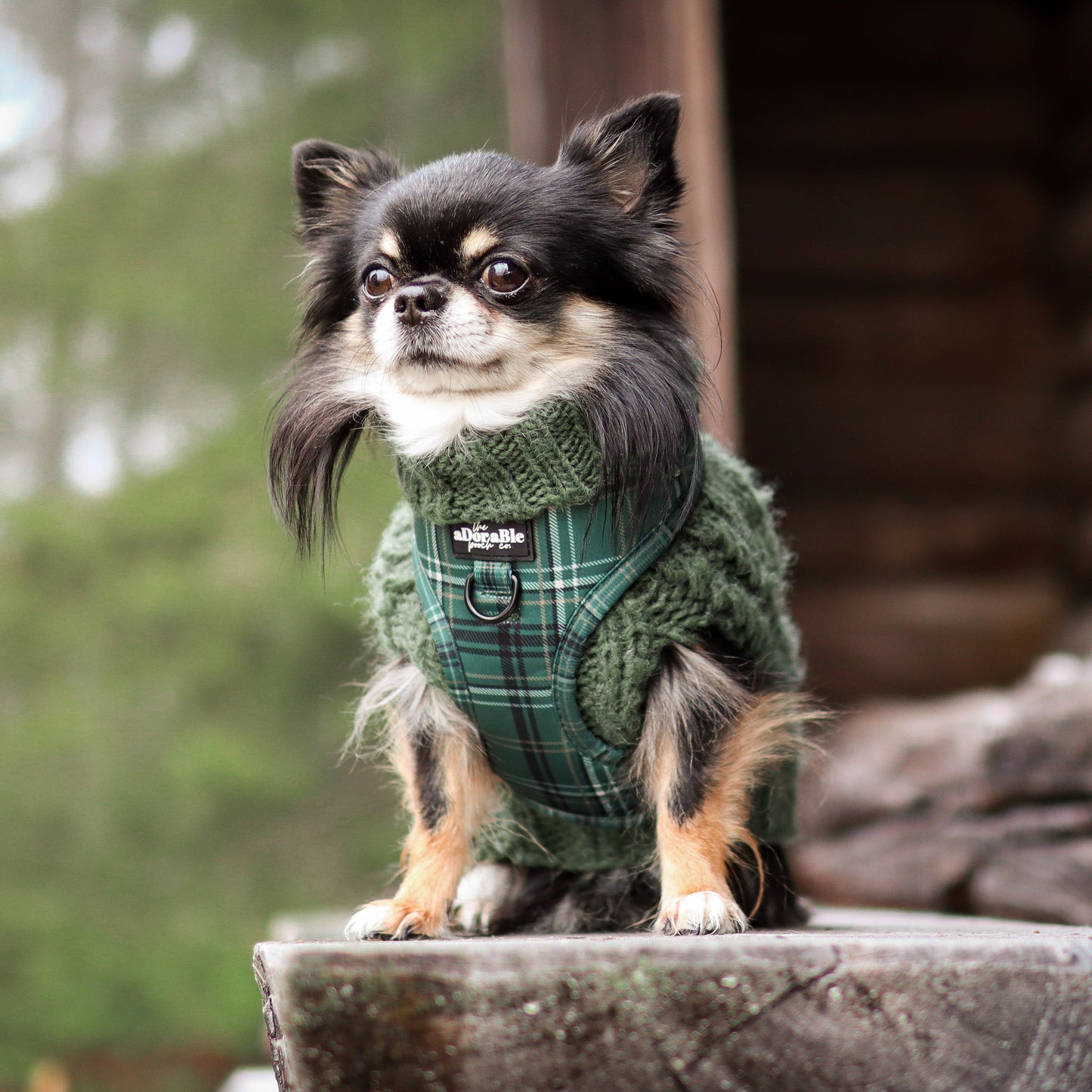 Adjustable Harness - LUXE Hunter Green Plaid