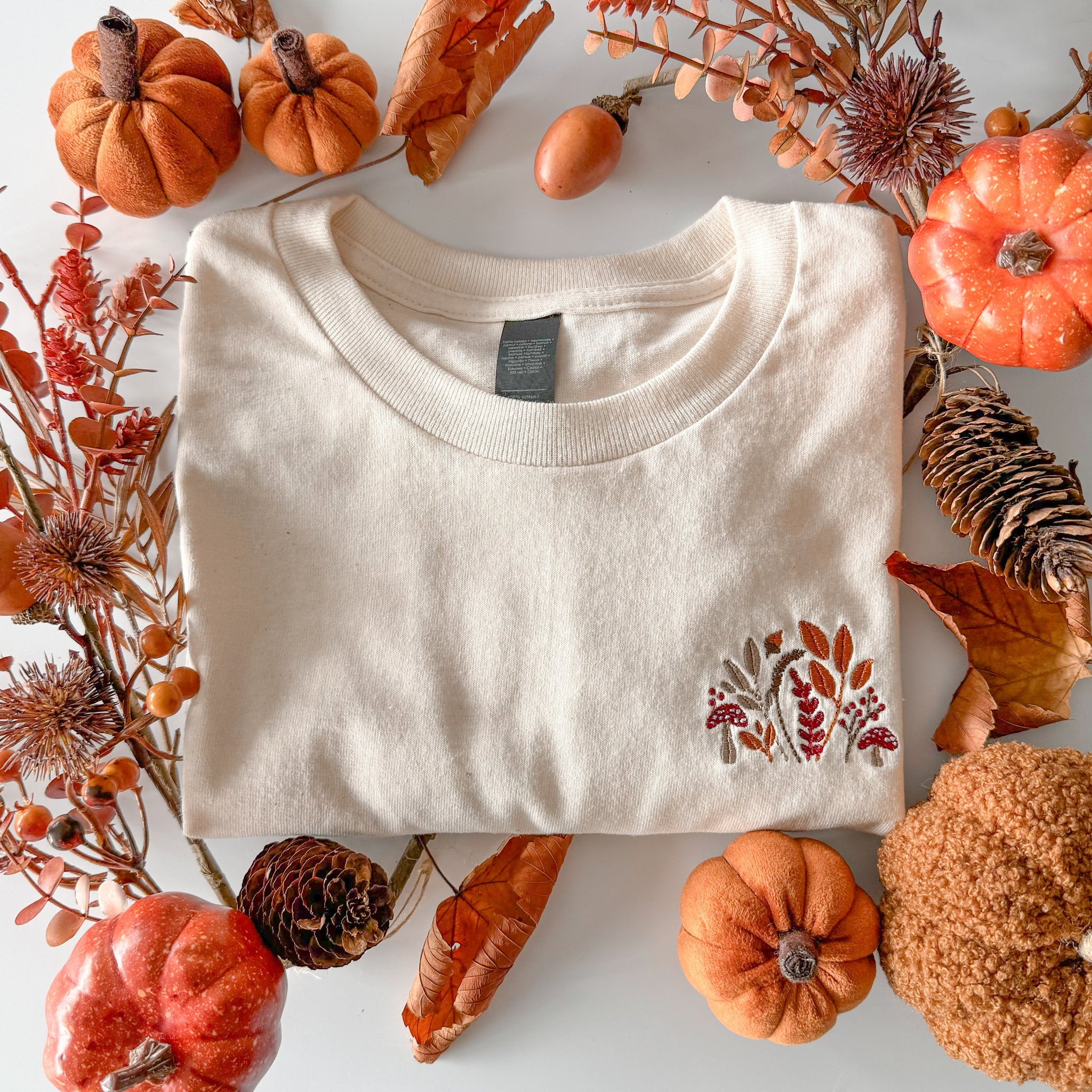 Embroidered AP T-Shirt - Whispers Of Fall - Natural