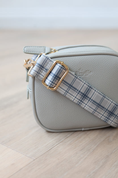 LUXE Vegan Leather Shoulder Bag - Dove Grey Plaid - Clearance