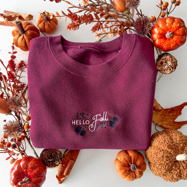 Embroidered Signature Sweatshirt - Bramble Berry - Mulberry