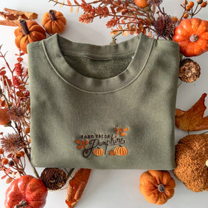 Embroidered Signature Sweatshirt - Pumpkin Harvest - Olive Green