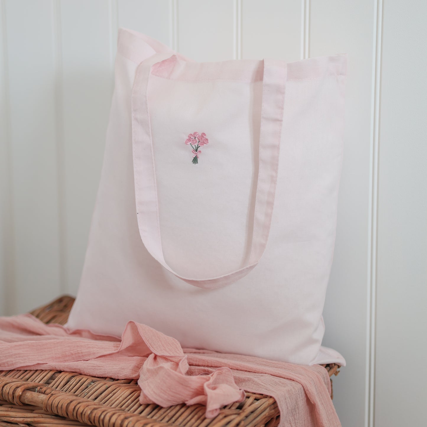 Embroidered Tote Bag - Peony Petals