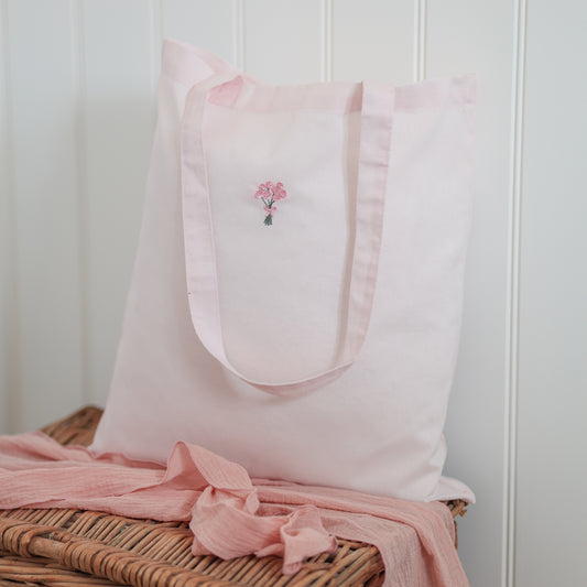 Embroidered Tote Bag - Peony Petals