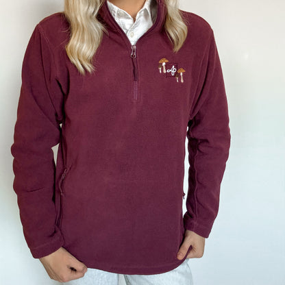 Embroidered Outdoor Zip Neck Fleece - Mulberry Mushrooms - Mulberry