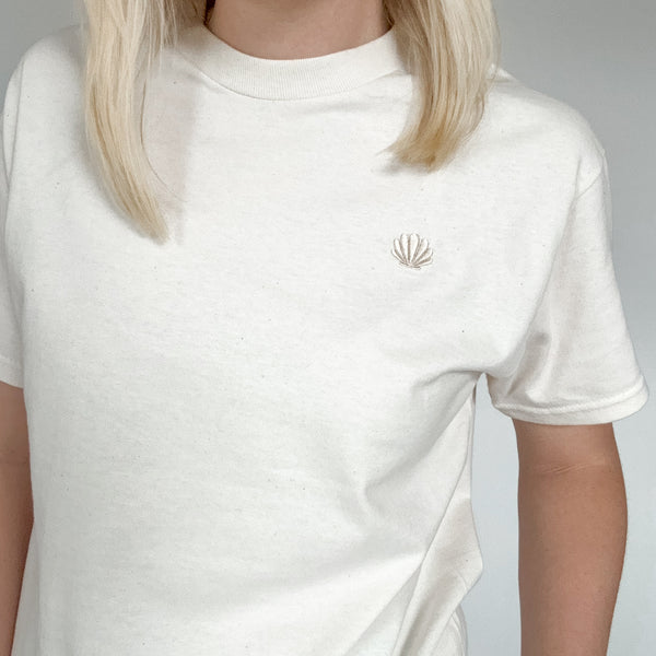 Embroidered AP T-Shirt - Pebble Bay - Cream