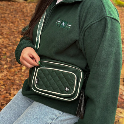 Quilted Dog Walking Shoulder Bag - Hunter Green