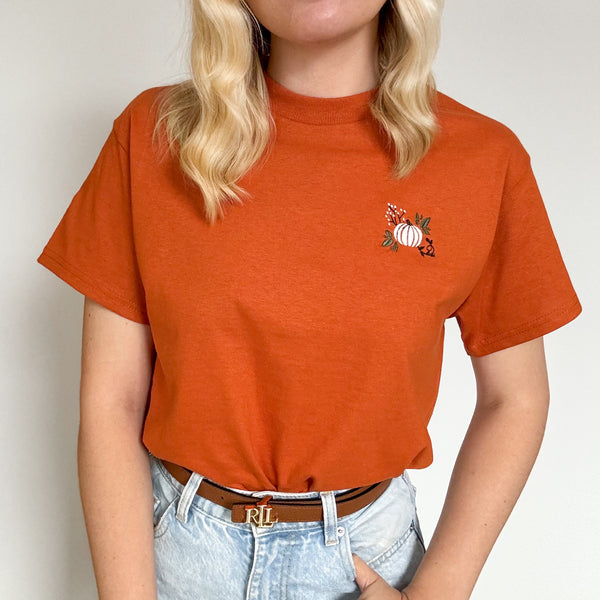 Embroidered AP T-Shirt - Pumpkin Harvest - Burnt Orange