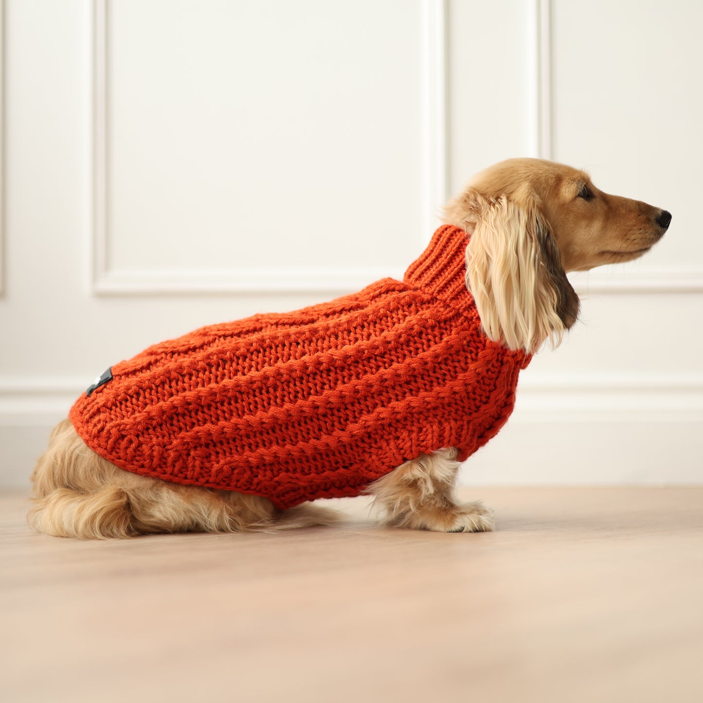 Hand Knitted Dog Jumper - Burnt Orange (seconds)