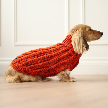 Hand Knitted Dog Jumper - Burnt Orange (seconds)