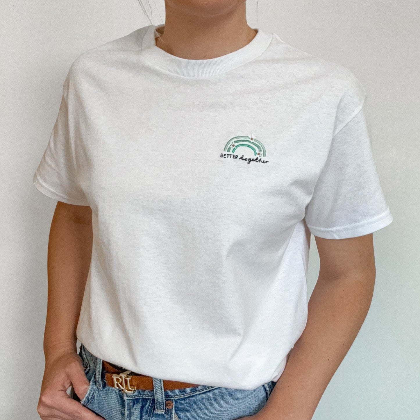 Embroidered AP T-Shirt - Better Together - White