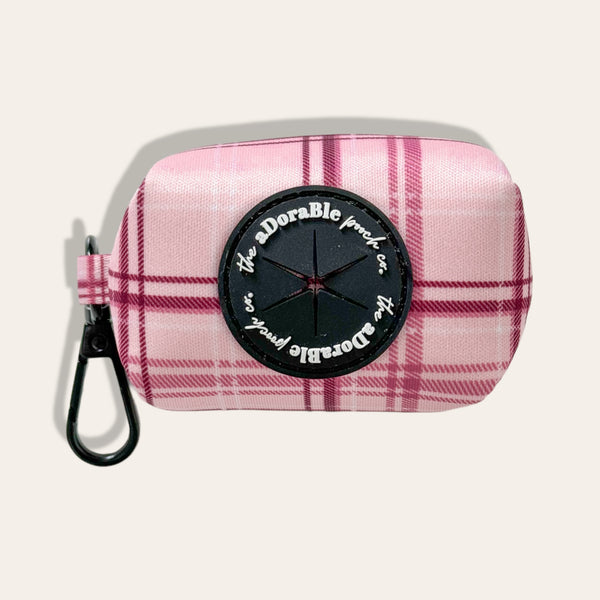 Poop Bag Holder - LUXE Rose Quartz Plaid