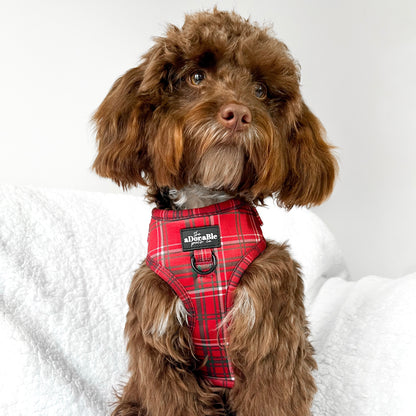 Adjustable Harness - LUXE Berry Red Plaid