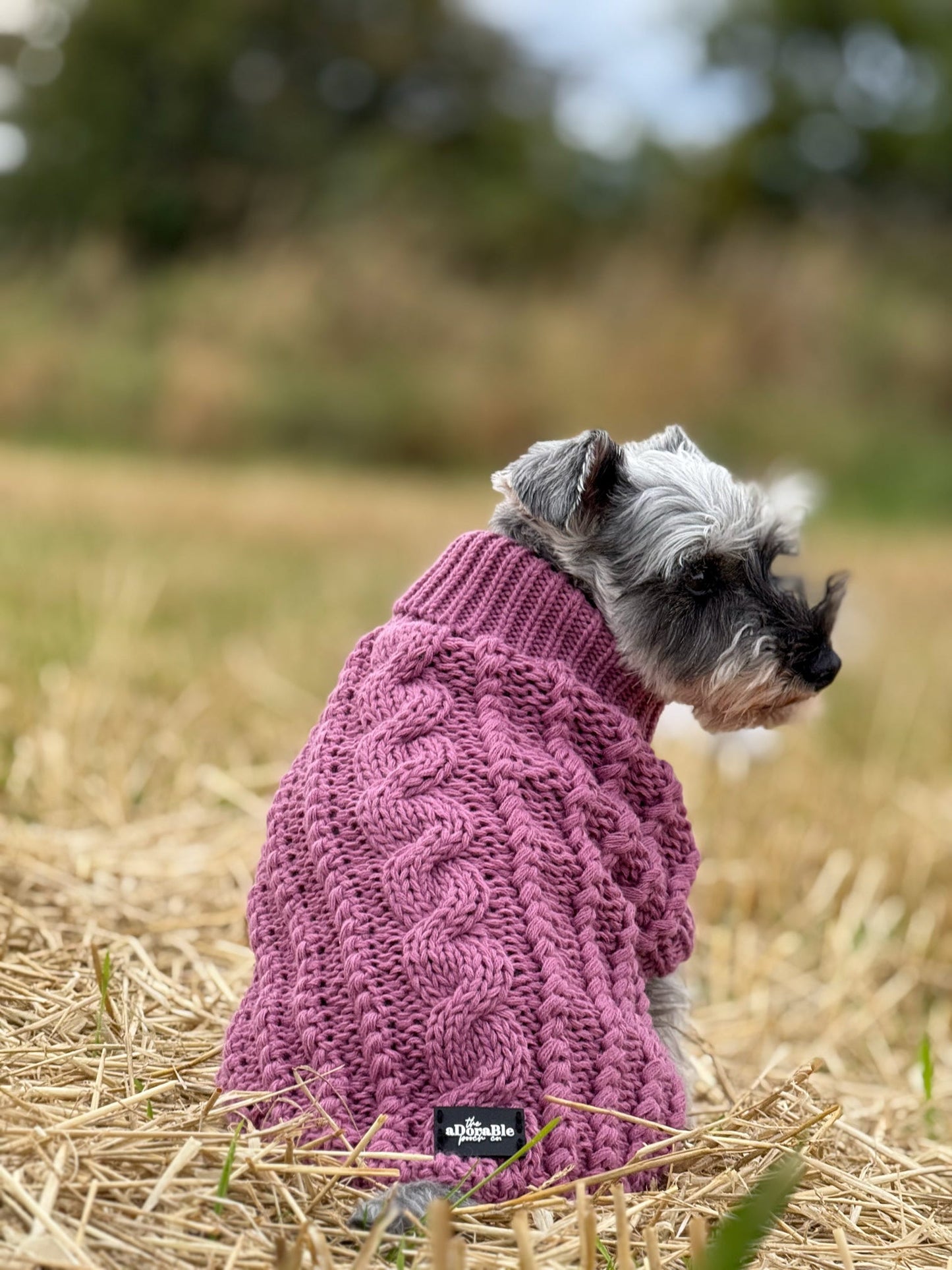 Hand Knitted Dog Jumper - Mauve (seconds)